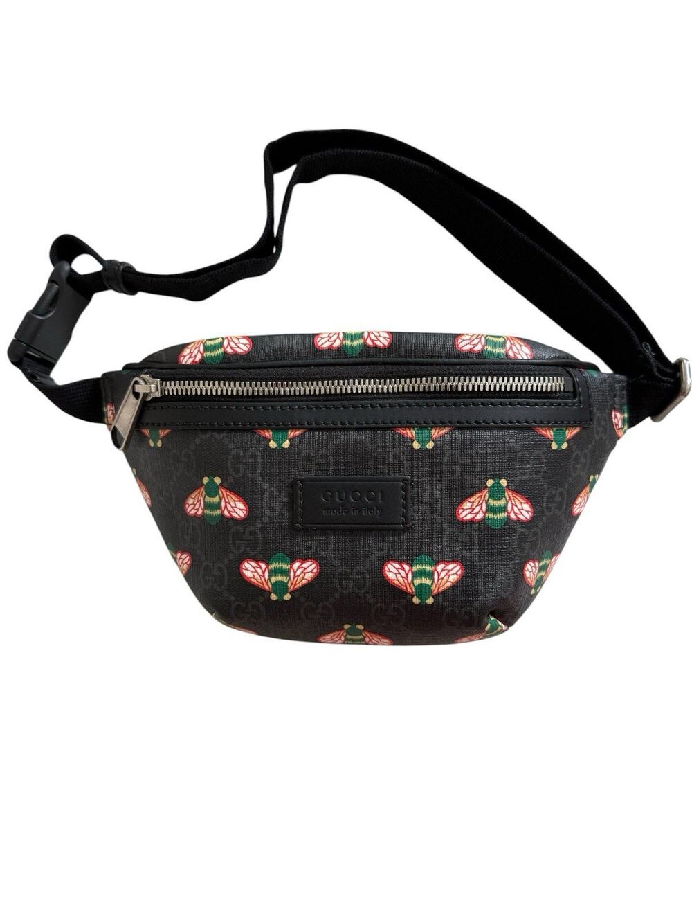 Gucci Bestiary Bee Belt Bag GG Supreme Canvas Fanny Pack Black/Grey